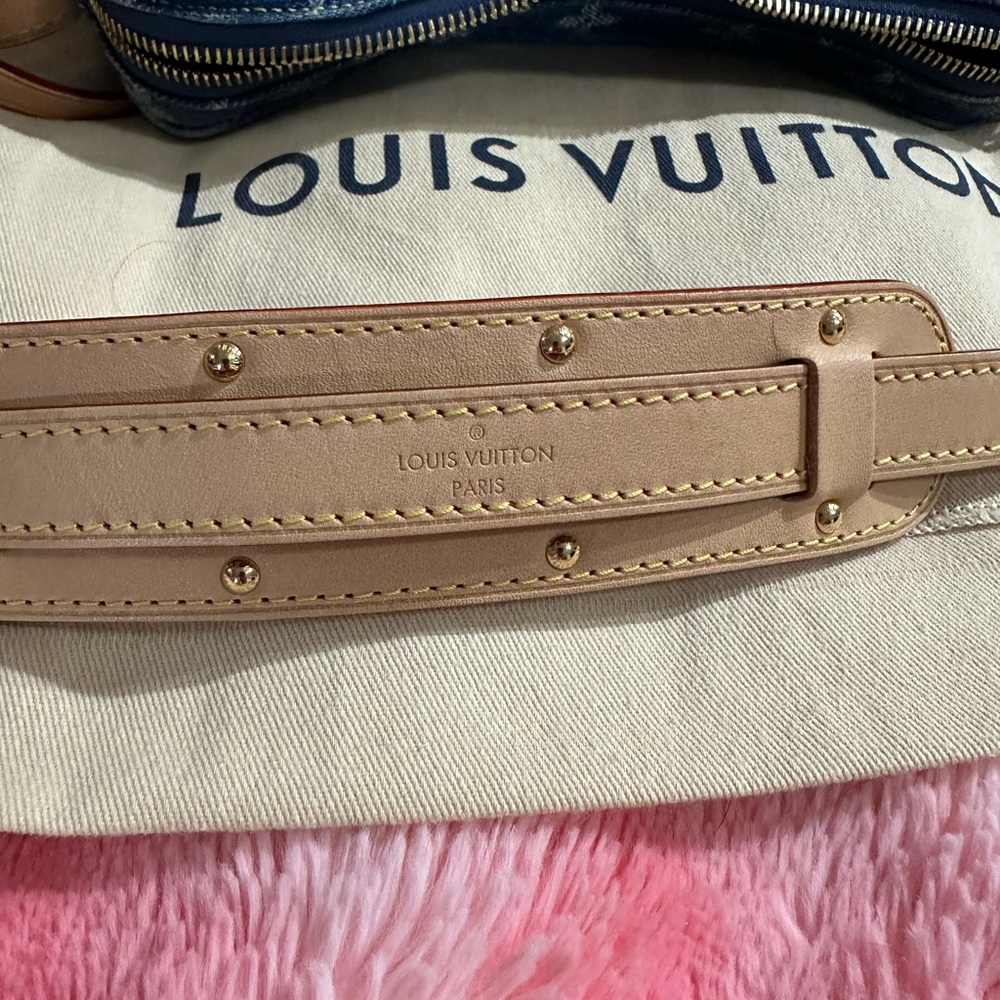 Louis Vuitton denim croissant bag with mini bag